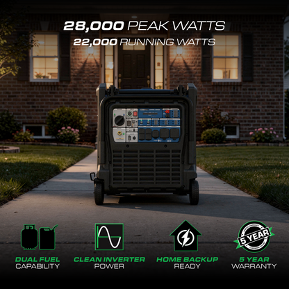 DuroMax 28,000 Watt V-Twin Dual Fuel Portable Digital Inverter Generator  - XP28000iH