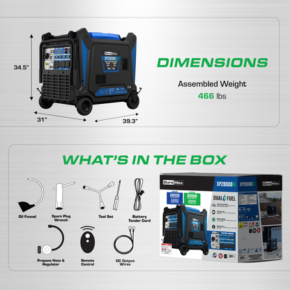 DuroMax 28,000 Watt V-Twin Dual Fuel Portable Digital Inverter Generator  - XP28000iH
