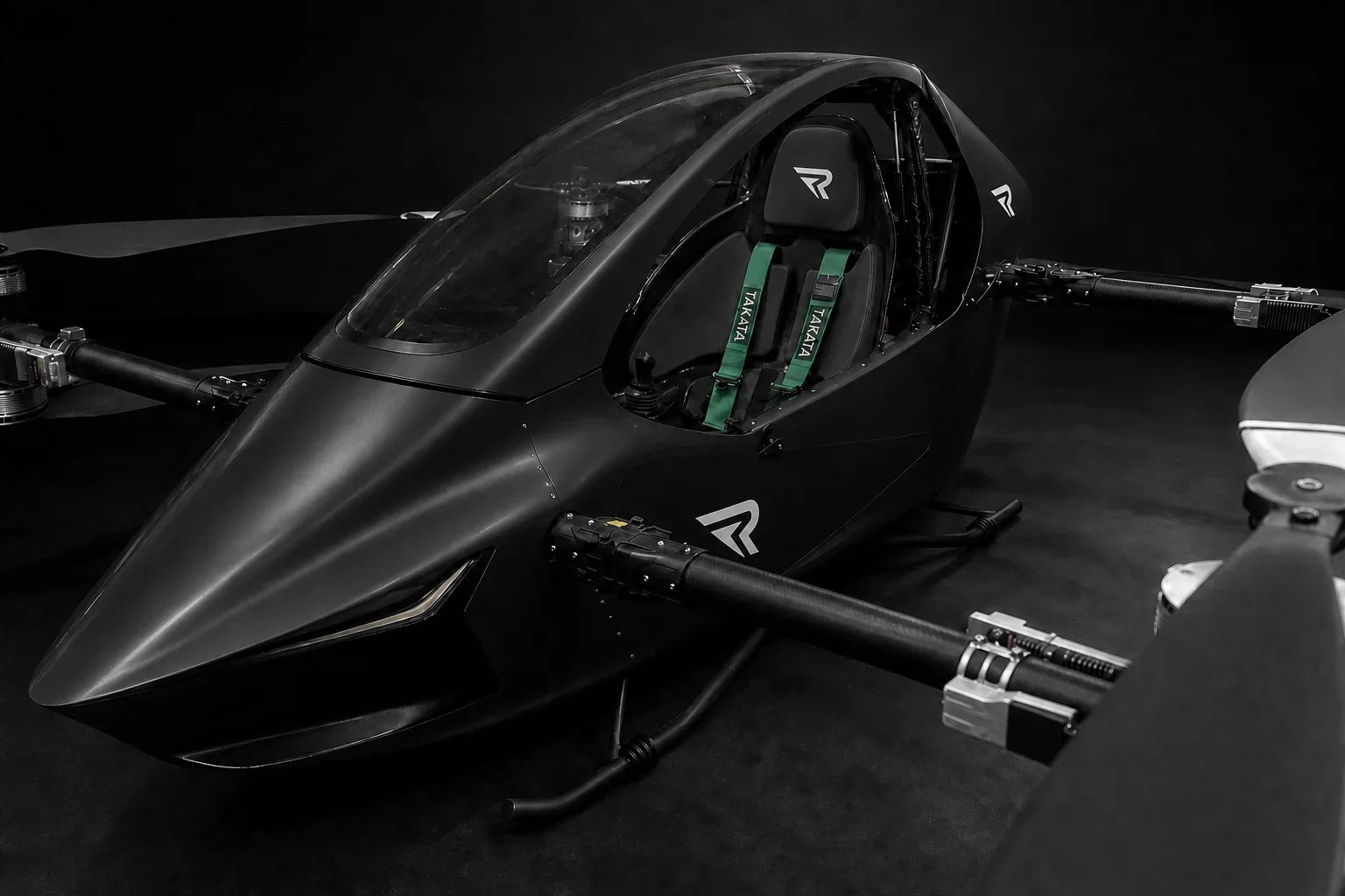 Product visualization looking over the shoulder into an eVTOL cockpit